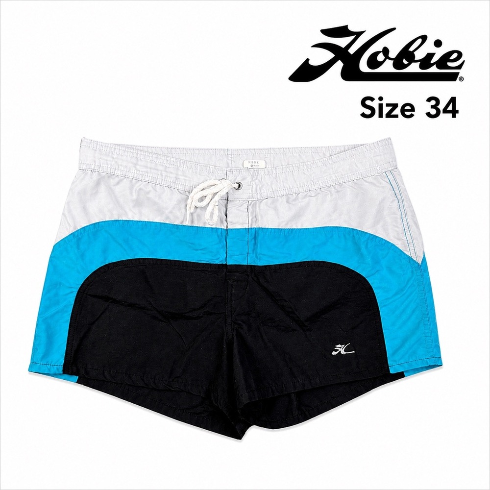 Vintage Hobie Swim Trunks Mens 34 Color Block Shorts 2" Inseam Surf Y2K